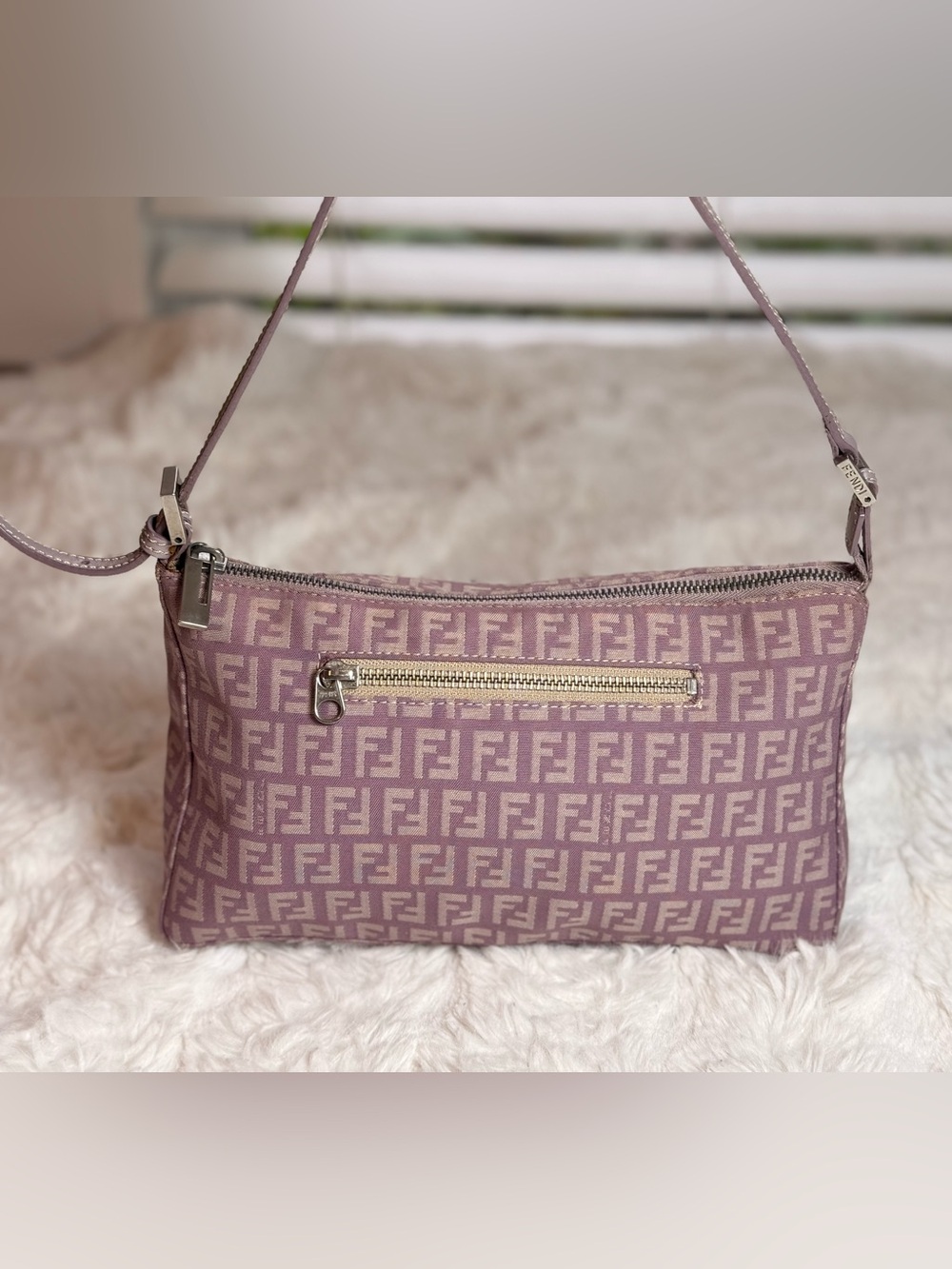 Vintage Fendi Pink Zucchino FF Mini Baguette/Pochette Shoulder Bag Y2K - Picture 2 of 11